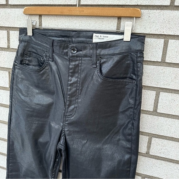 Rag & Bone Casey Coated High Rise Ankle Flare Black Jeans Size 30 Indie Sleaze - Picture 8 of 16